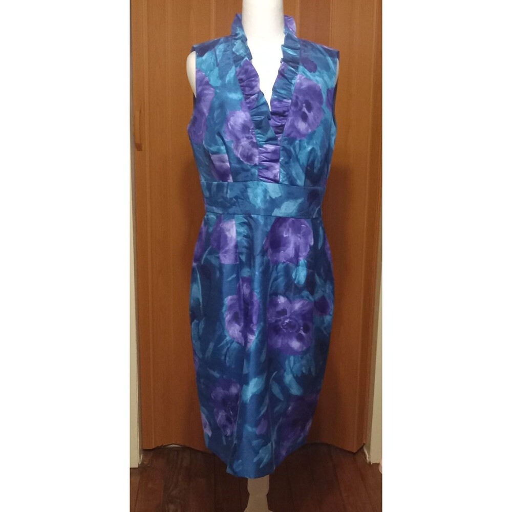 NWT     Jessica Howard Royal Blue/Purple Floral sleeveless Dress Size 8